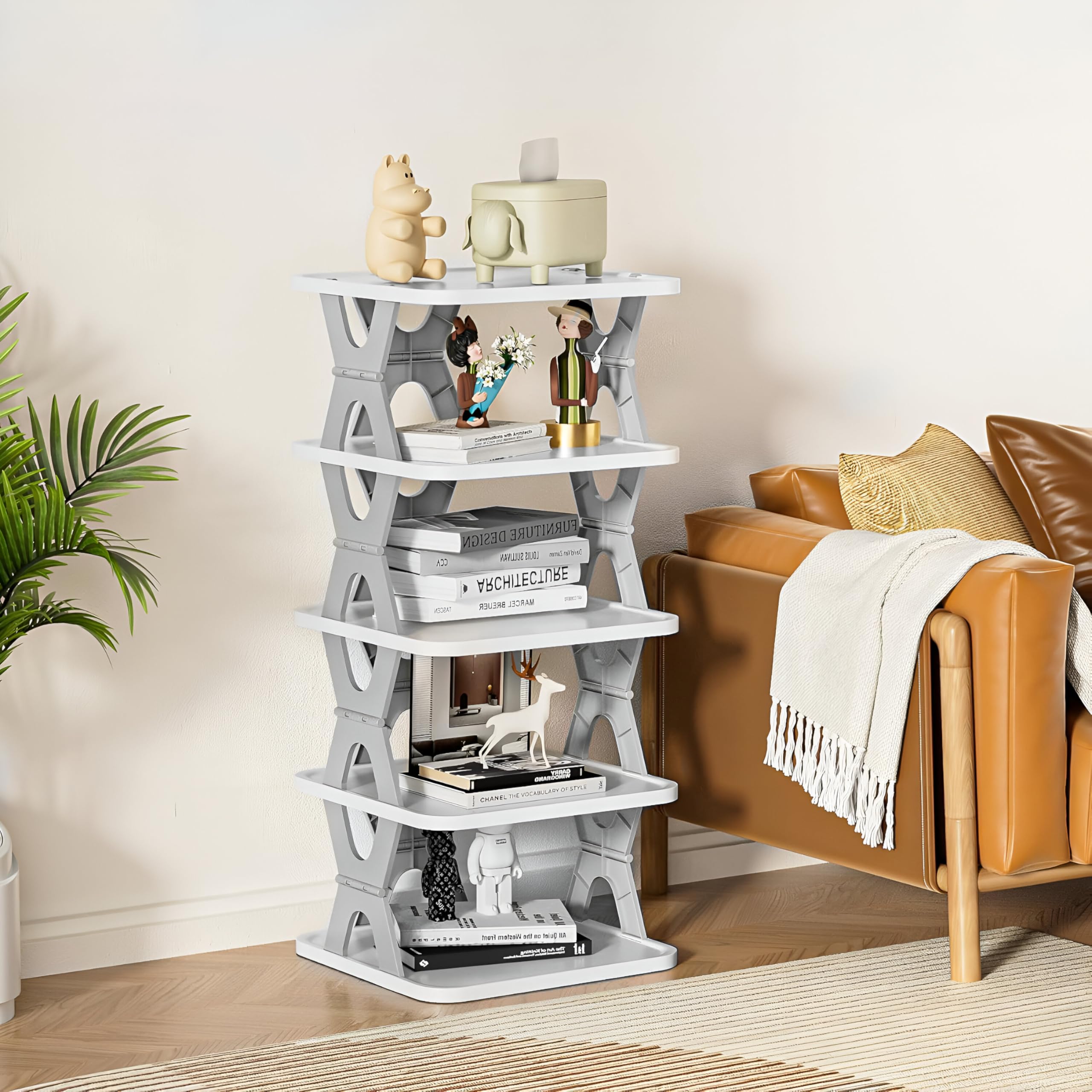 Pivalo 5-Tier Stackable Shoe Rack Expandable PVC Footwear Organiser Portable Lightweight and Reusable Storage Shelf for Sandals & Sleepers- White (B0DGGRHP1V) Amazon Price History, Amazon Price Tracker