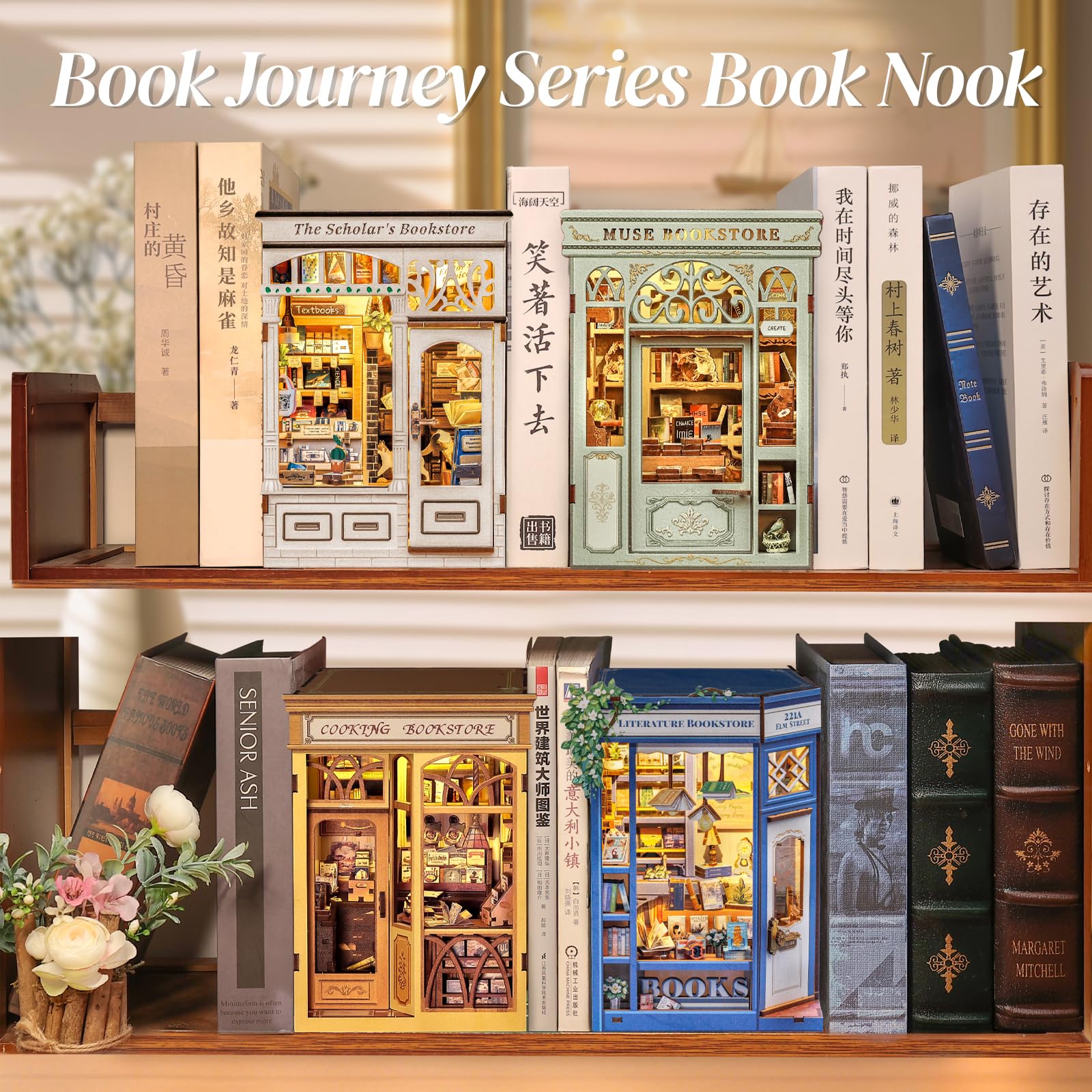 CUTEBEE Book Nook Kit - DIY Miniature House Dollhouse Booknook Kit 3