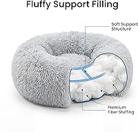 Vista 5 de Cama para perros pequeños, cama mullida para cachorros, lavable, dona, antideslizante, 15 pulgadas