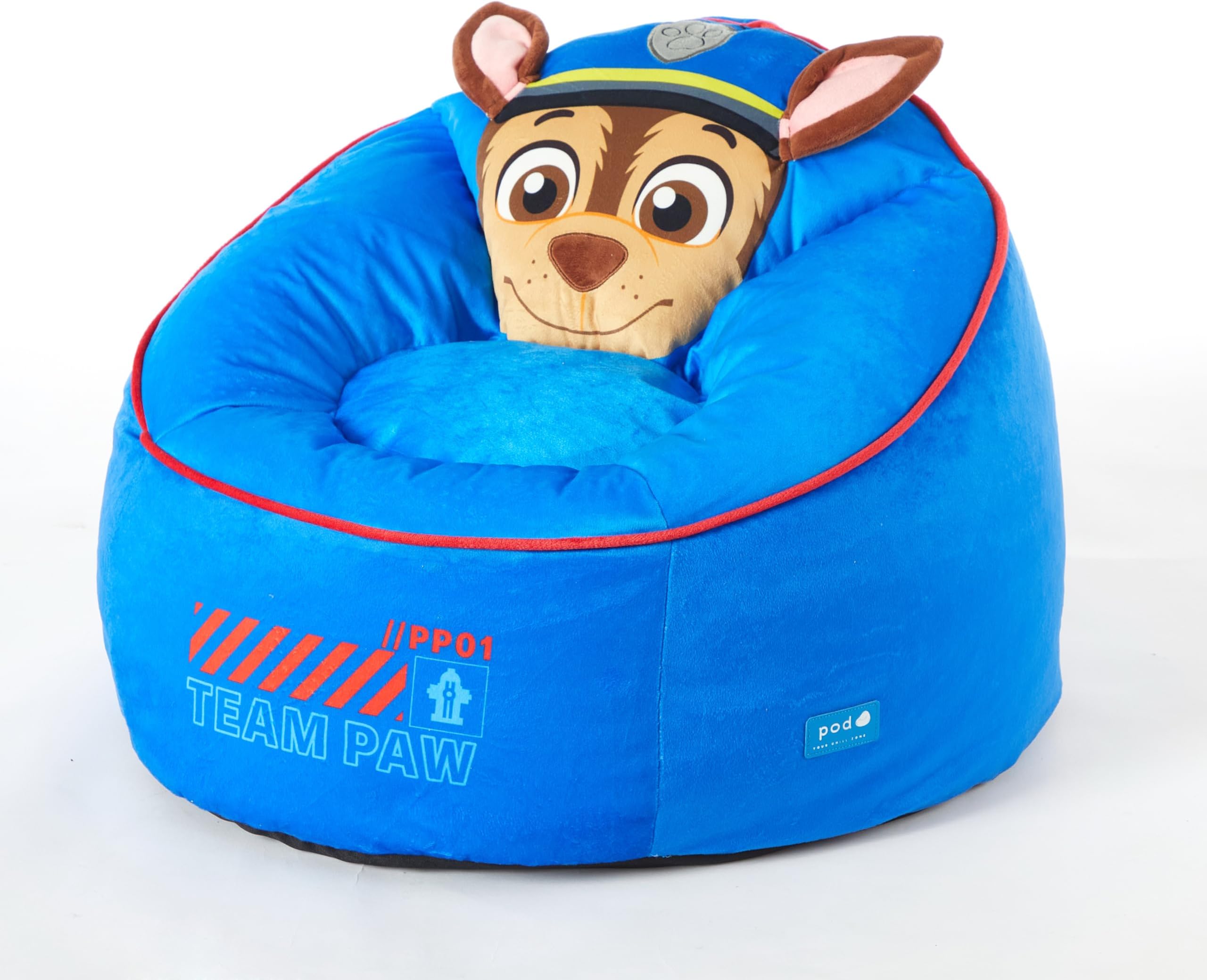 Paw Patrol Chase Hillside by pod Plush Kids Bean Bag Chair, 24" Wx24 Dx17 H
