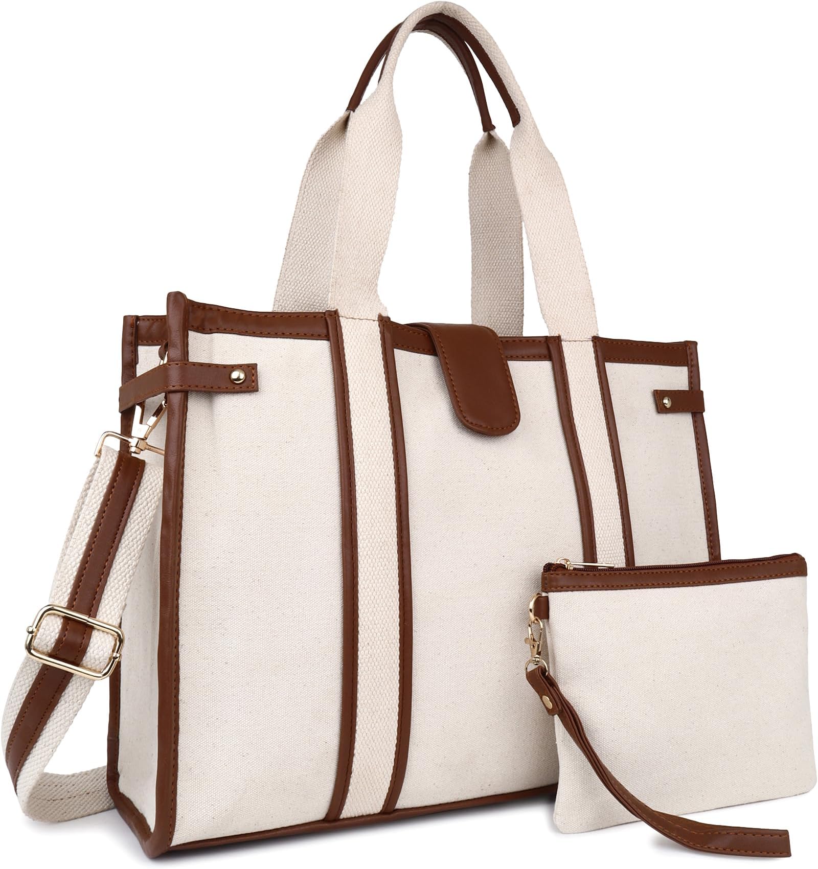 Canvas Laptop Tote Bag14 inch Laptop Bag,Shoulder Bags, Casual Briefcase, Handbag for Travel, Office, College With Long Adjustable Strap
