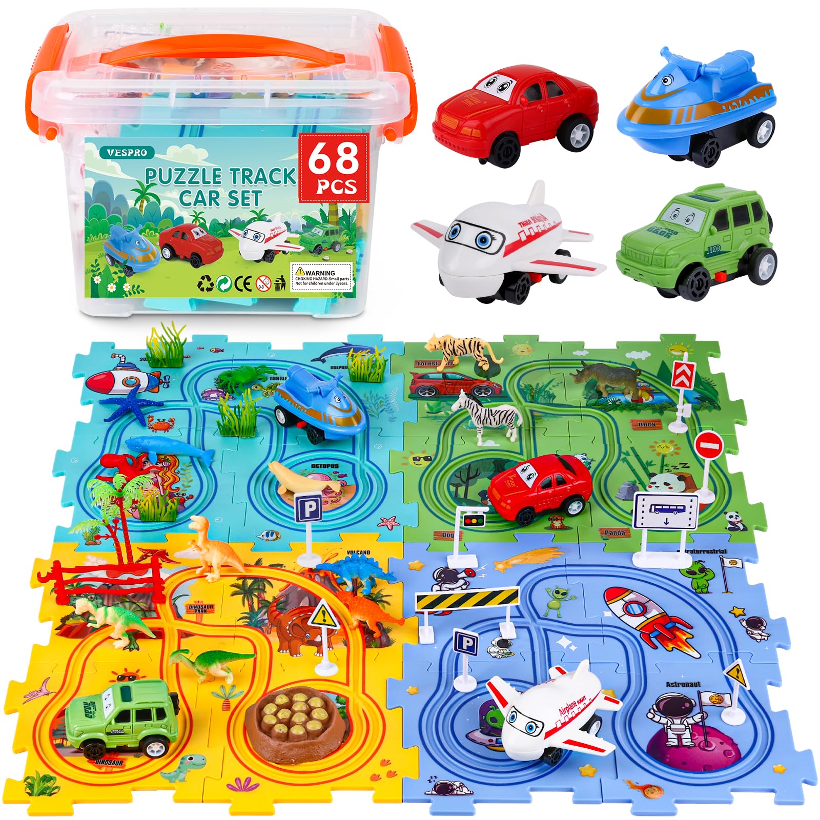 ウィンドブレーカー　ペガサストレイルセット Amazon.com: VESPRO 4 Series Car Track Set, 68PCS Kids Car Track