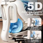Vonesse chaise de bureau ergonomique avec repose-pieds, chaise de jeu d'ordinateur avec support Lombaire Dynamique & Siège en maille respirable de profondeur réglable, Chaises de bureau avec réglable 3D Appuie-tête et accoudoirs (blanc)