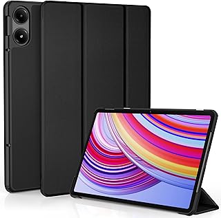 جراب حماية من ايزي اك لجهاز ريدمي باد برو 12.1 / شاومي بوكو باد 12.1 2024، جراب حماية رفيع للغاية من جلد البولي يوريثين مع وظيفة حامل وجراب للاستيقاظ/النوم التلقائي (أسود)