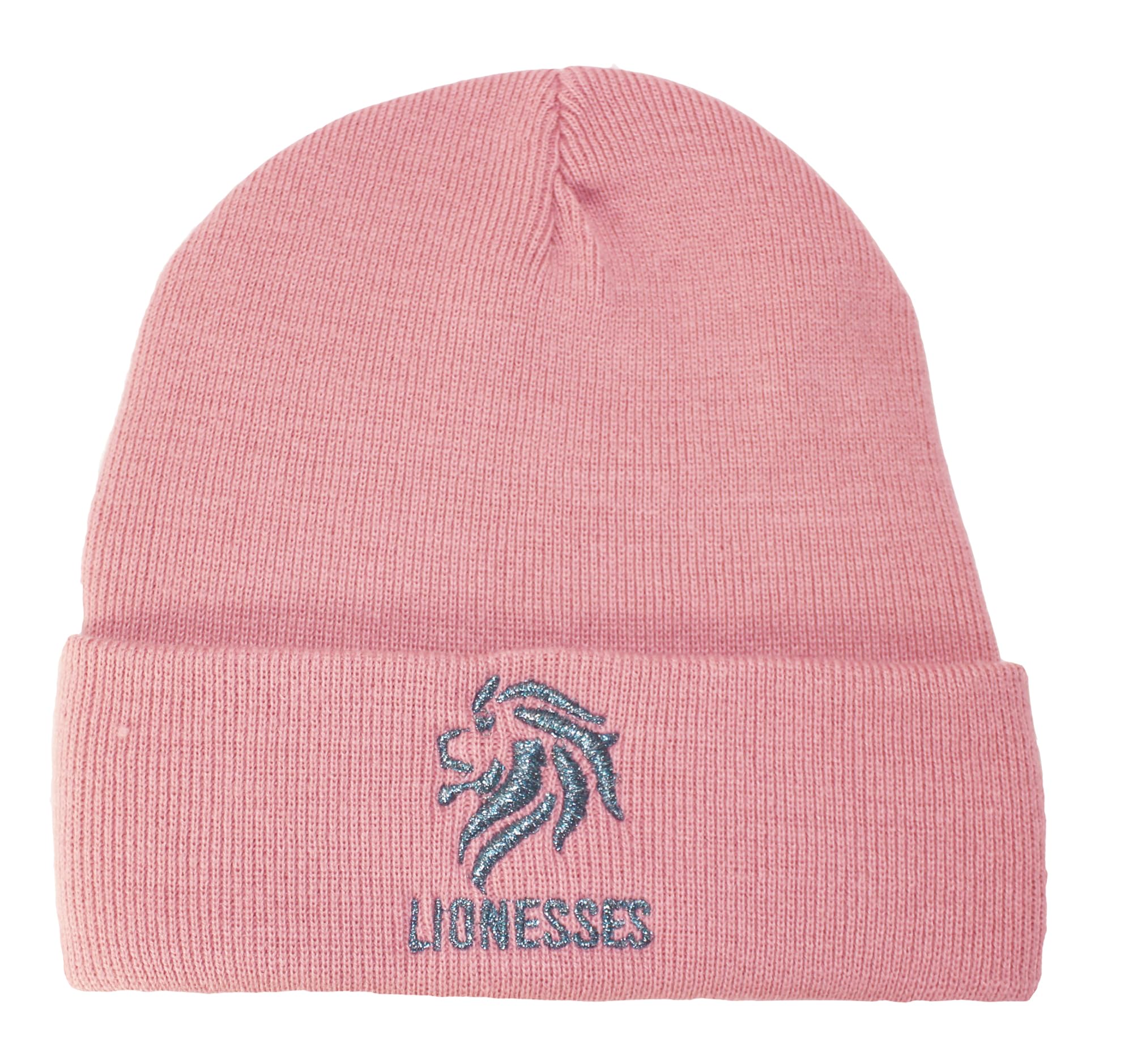 TeddyT's Ladies Lionesses England Embroidered Cream Beanie Hat (UK, Alpha, S, L, Brush Pink)