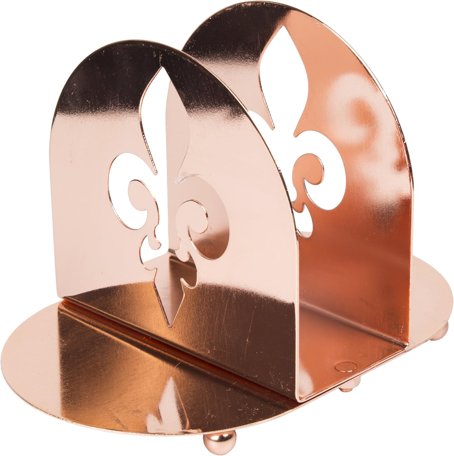 Creative Home Copper Fleur de Lis Metal Napkin Organizer – Elegant, Holder for Kitchen Counter, Dining Table, Buffet, or Café Use, French-Style Decorative Accent & Gift