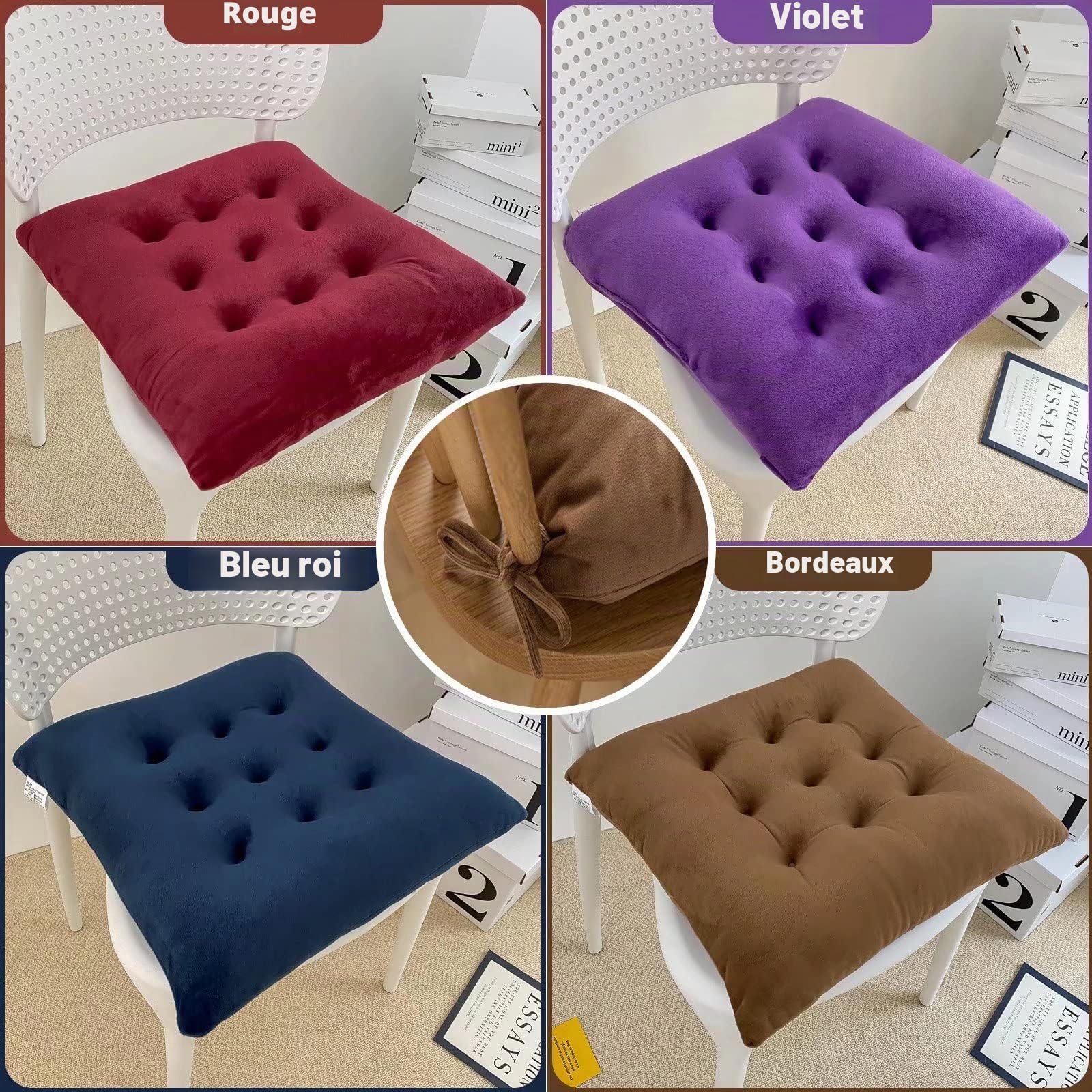 Galette de Chaise 45x45 Lot de 6, Coussin pour Salon de Jardin, Coussins de Chaise D'Inta Rieur avec AntidéRapant Lien, éPais Coton et Lin Galette de Chaise DéHoussable Vert Clair