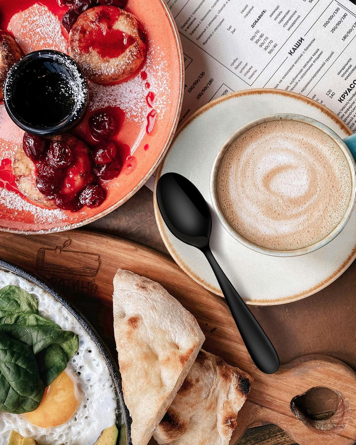 Stapava 20-Piece Black Silverware Set, Stainless Steel Food Grade Flatware Set for 4, Heavy Duty Mirror Tableware Cutlery Include Forks Spoons and Knives Set, Dishwasher Safe Utensils Set