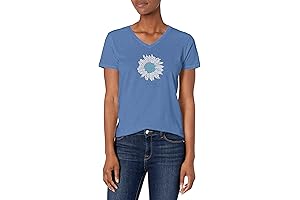 Life is Good Womens Crusher Vee Floral French Daisy, Happy Pink