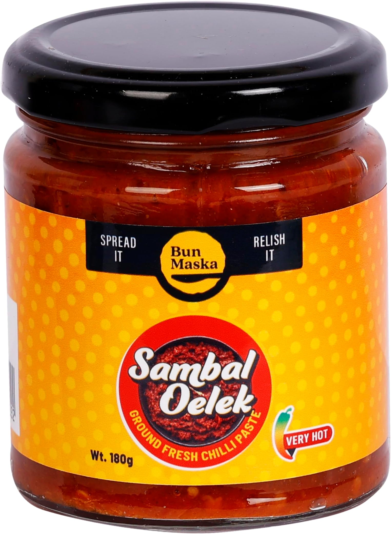 Bun Maska Sambal Oelek Sauce | Spicy Indonesian Chilli Paste | Made with Traditional Recipe and Method | Natural with No Added Colors and Preservatives | Made in Small Batches (180g)