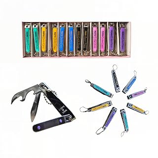 HYKS Korea Nail Cutter | Stainless Steel Nail Clipper | Compact Nail Trimmer | Multi-Color Options | Built-In Keychain Ring | Sharp Cutter For Men Women Kids | Travel-Friendly | Pack Of 1