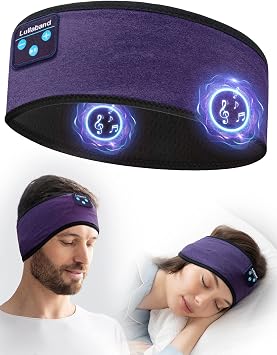 Lullaband Bluetooth Headband Headphones, Sleep Headphones for Side Sleepers, Comfortable Headband with Thin Speaker Microphone Handsfree Gift