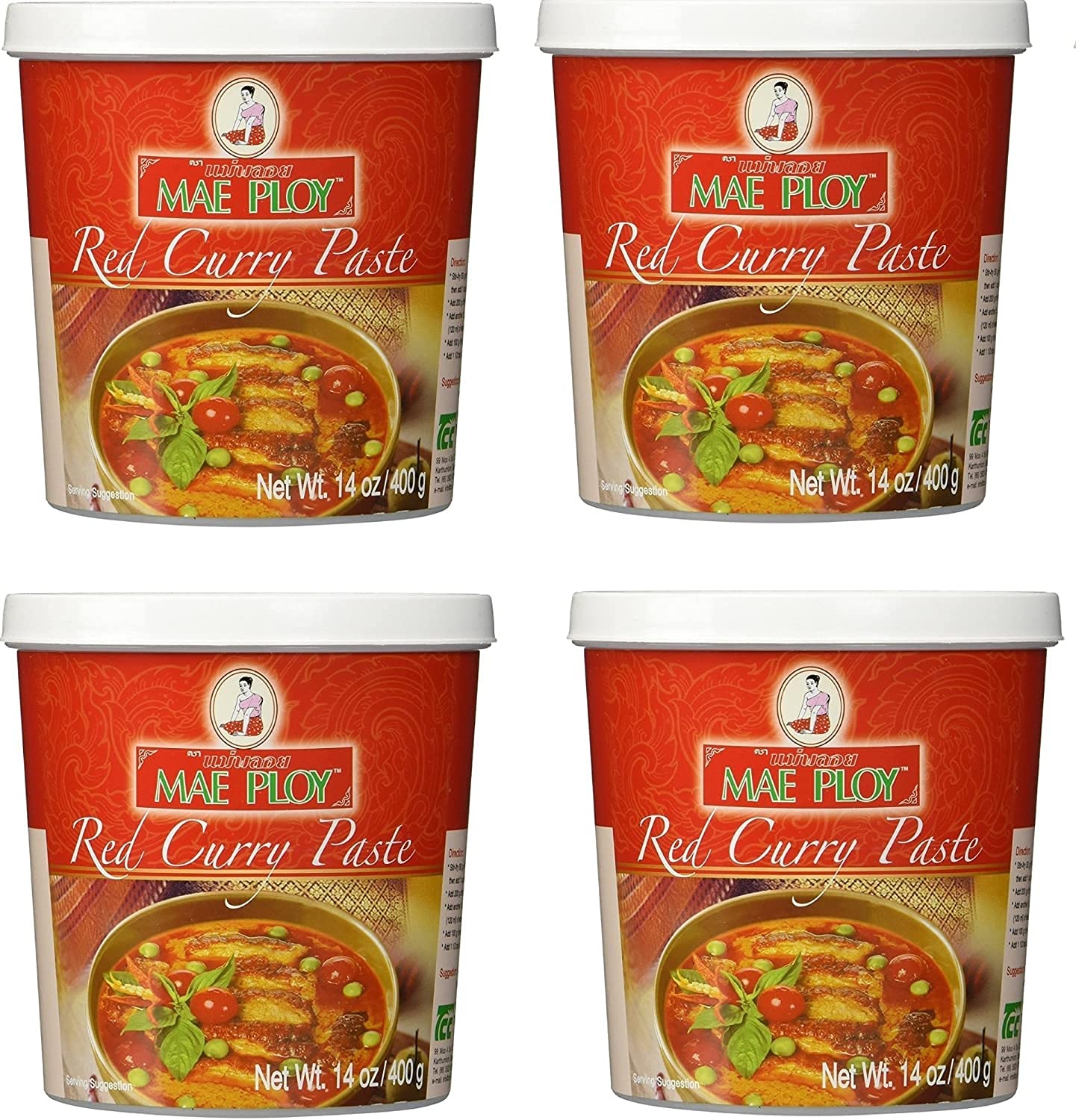 Mae Ploy Thai Pâte de Curry Rouge, 4Pack (14 oz jar)