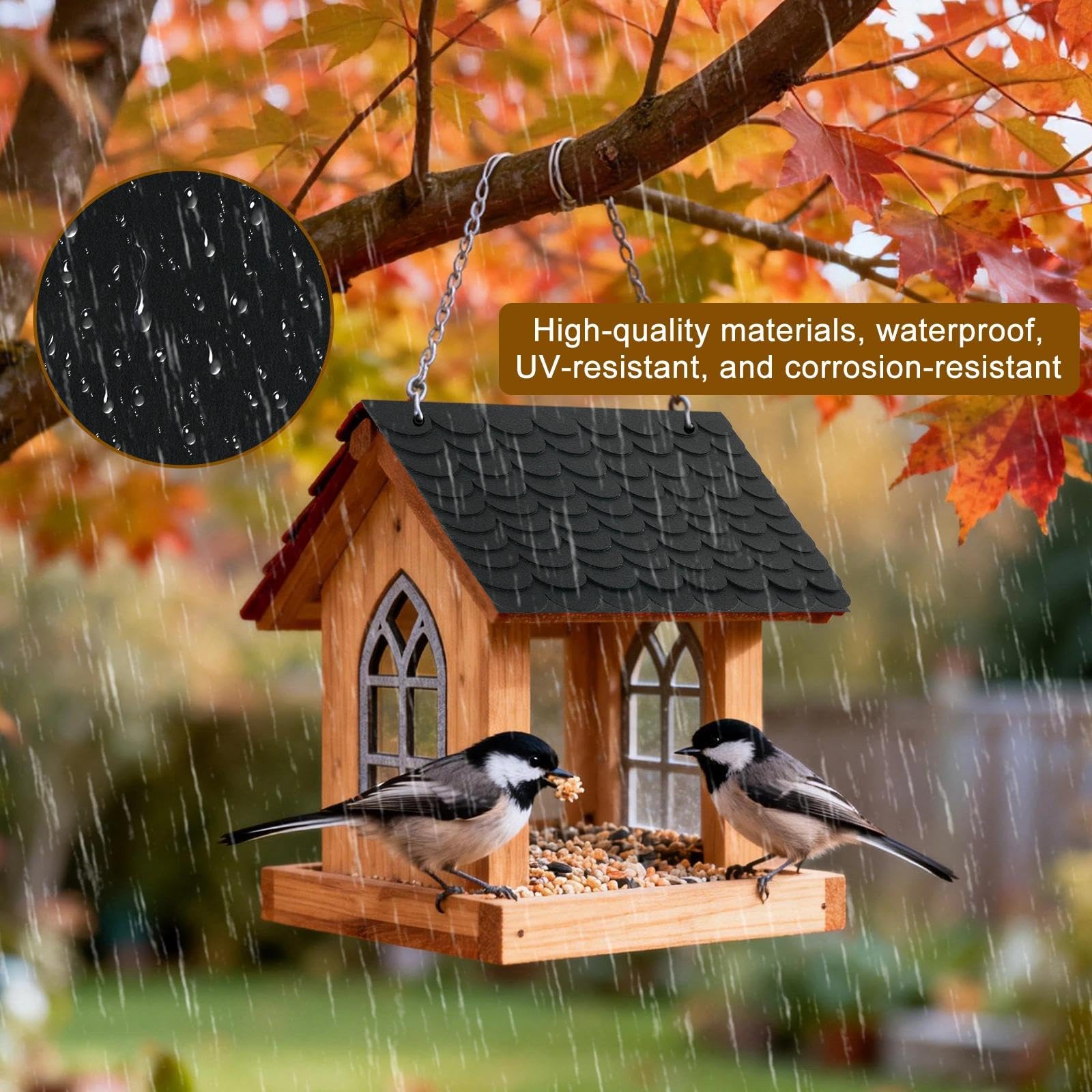 Draupnir 53 Piezas Unidades De Fieltro Autoadhesivo Para Techos Para Pajareras,Tejas Para Casa Pajaros Exterior Autoadhesivas,Techo De AlimentacióN De Aves-Negro,Material De Fieltro