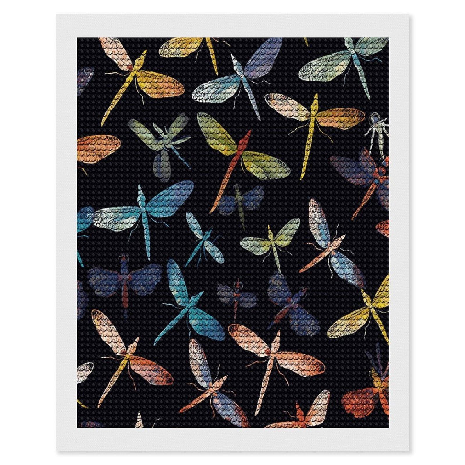 JTREHY Colorful Dragonfly Diamond Art Kits Personalized DIY Round Diamond Painting Kits for Beginner Full Drill Diamonds Dots Paintings for Adults Gem Art Crafts Home Decor