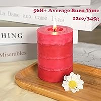 Vista 4 de Velas aromáticas de pilar FLAVCHARM de larga duración, sin goteo, rojas, 3x4 pulgadas
