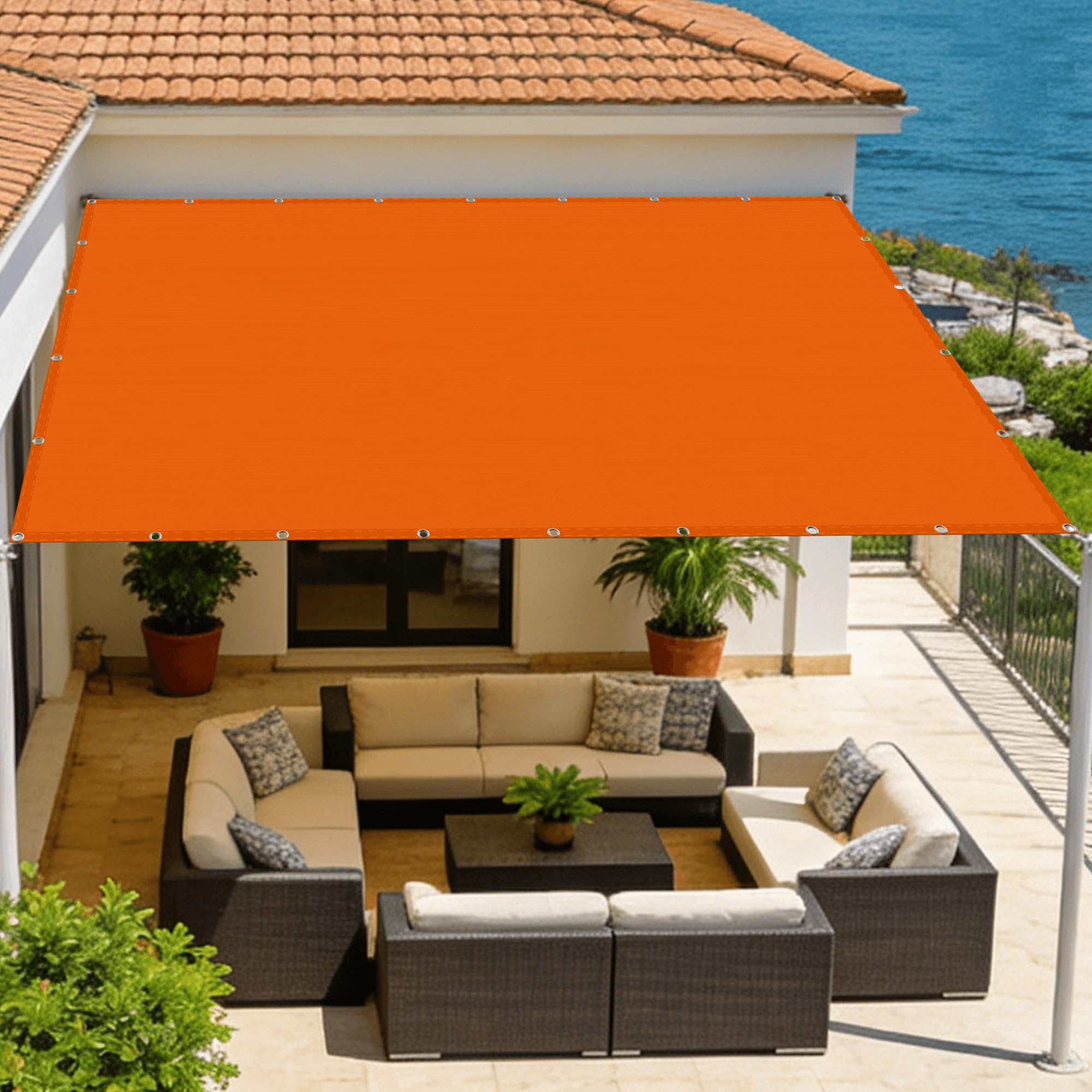 Voile d'ombrage 6x10 m anti-UV et toile rectangulaire multi couleur extérieure pour grand jardin