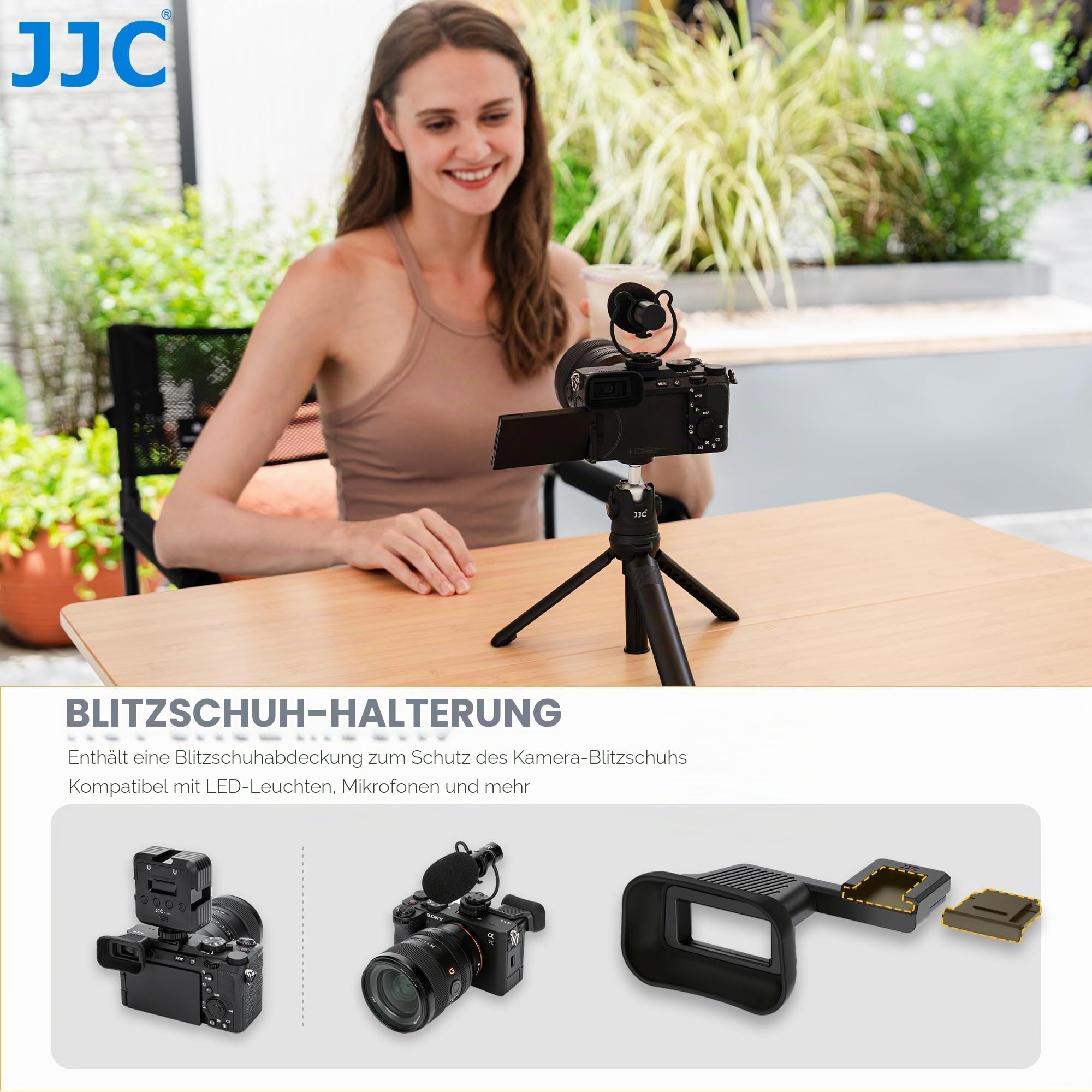 JJC Große Silikon Augenmuschel Okular mit Blitzschuhabdeckung für Sony A7CII A7CR ILCE-7CM2 ILCE-7CR (Ausgestattet und Gesichert mit Blitzschuh)