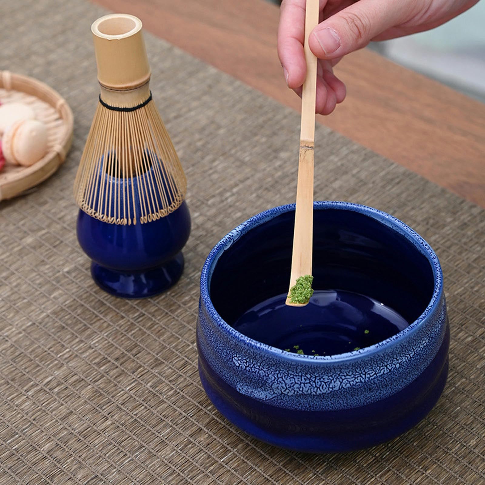 Japanisches Matcha-Schüssel-Set aus Keramik, einfaches und personalisiertes Haushaltsgeschirr, lila und rot