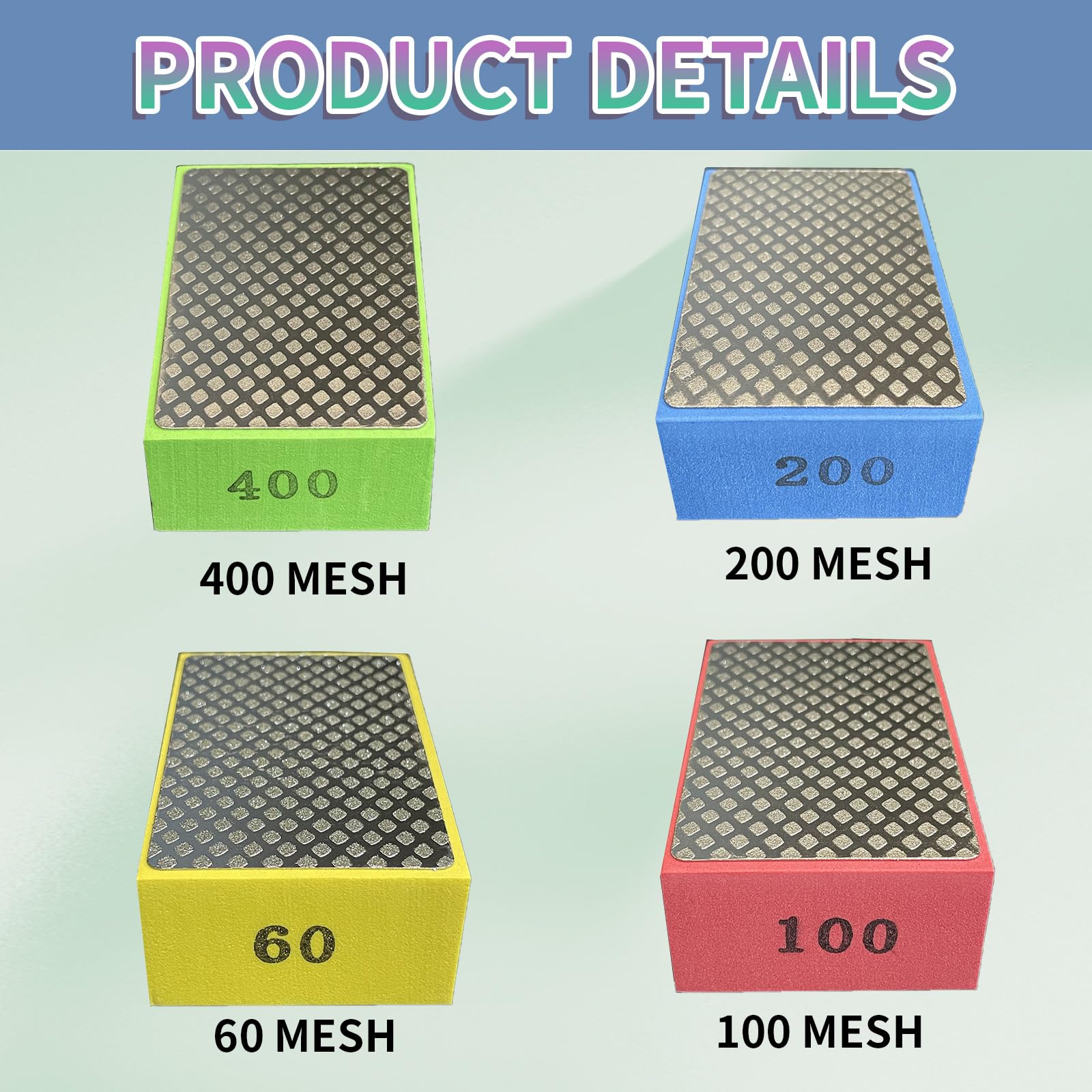4 Pcs Diamond Polishing Pads, Tile Polishin g Pad s, Sanding Block, Hand Polishing Pads for Glass Granite, Concrete, Marble - Image 3