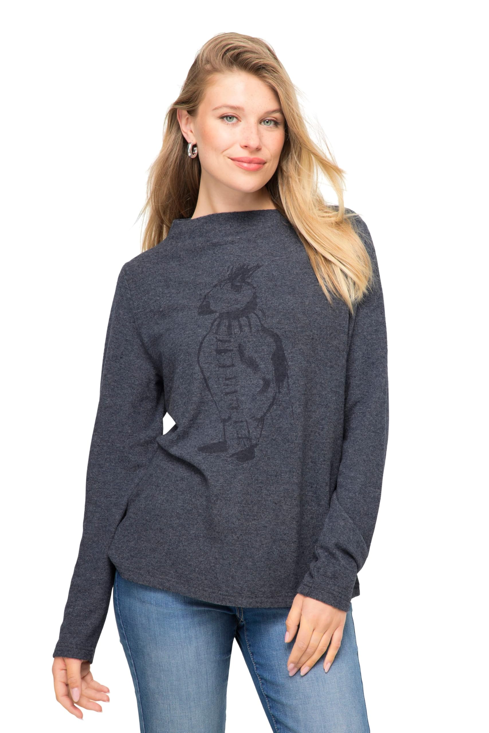 Laurasøn Sweatshirt, Vogel-Print, Stehkragen, Langarm, Oeko-TEX 822700
