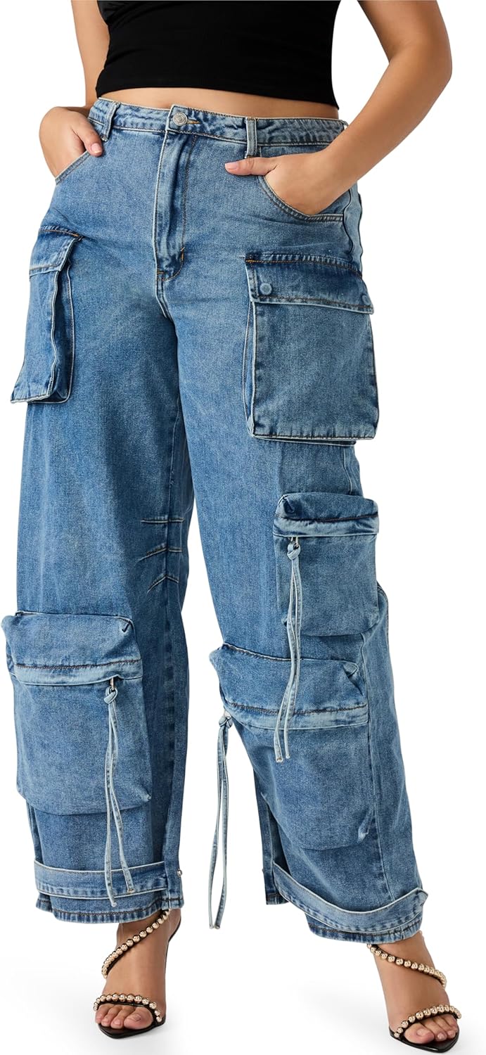 Steve Madden Apparel Duo Cargo Pant, Blue Denim, XL