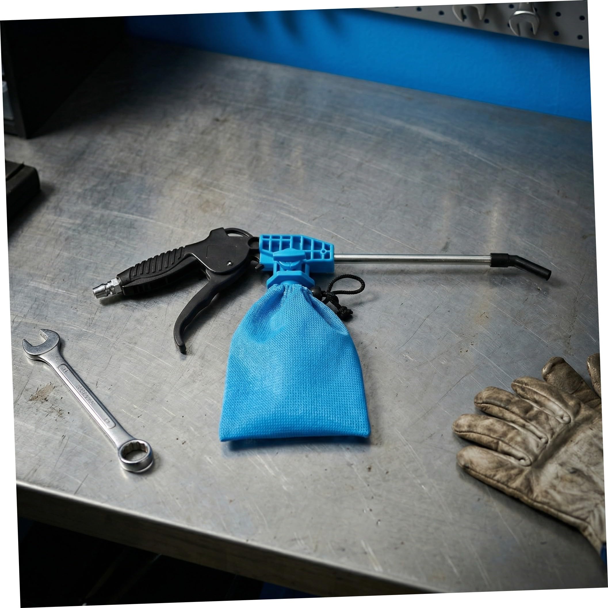 2 Pezzi Industriale Aspirapolvere a Pistola per Aspirazione e Soffiaggio, Abs Metallo Poliestere, con Sacchetto di Raccolta e Ugello di Prolunga, per Macchine da Cucire e Motori