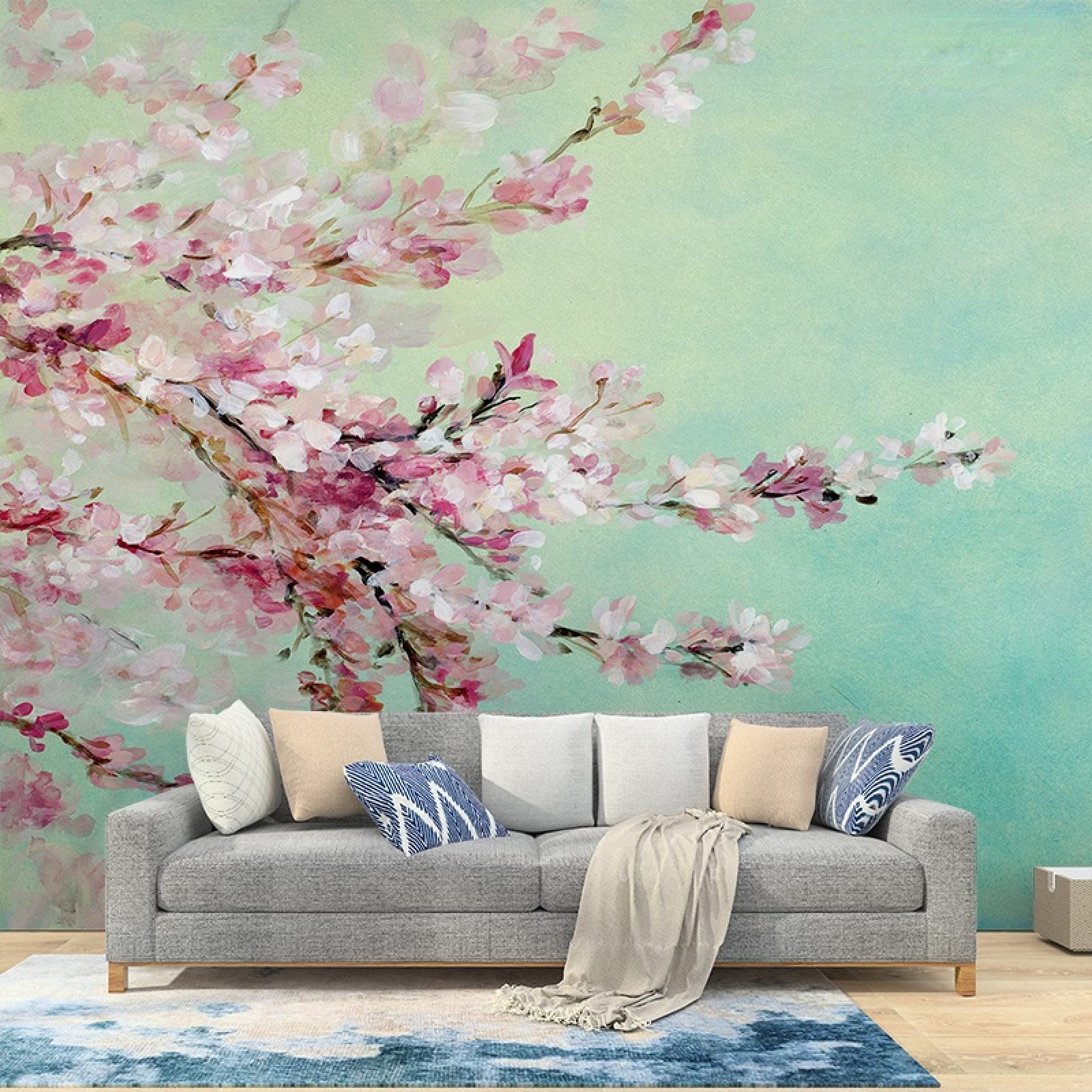 XcstdjxHand-Painted Abstract Wallpapers Cherry Blossom Oil Painting Beautiful Flower Living Room TV Background Wallpaper Home Decor