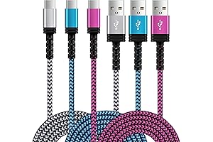 Homy 6 ft iPhone 15 Charger Braided Cord 3-Pack: Lightning Fast Charger Cable