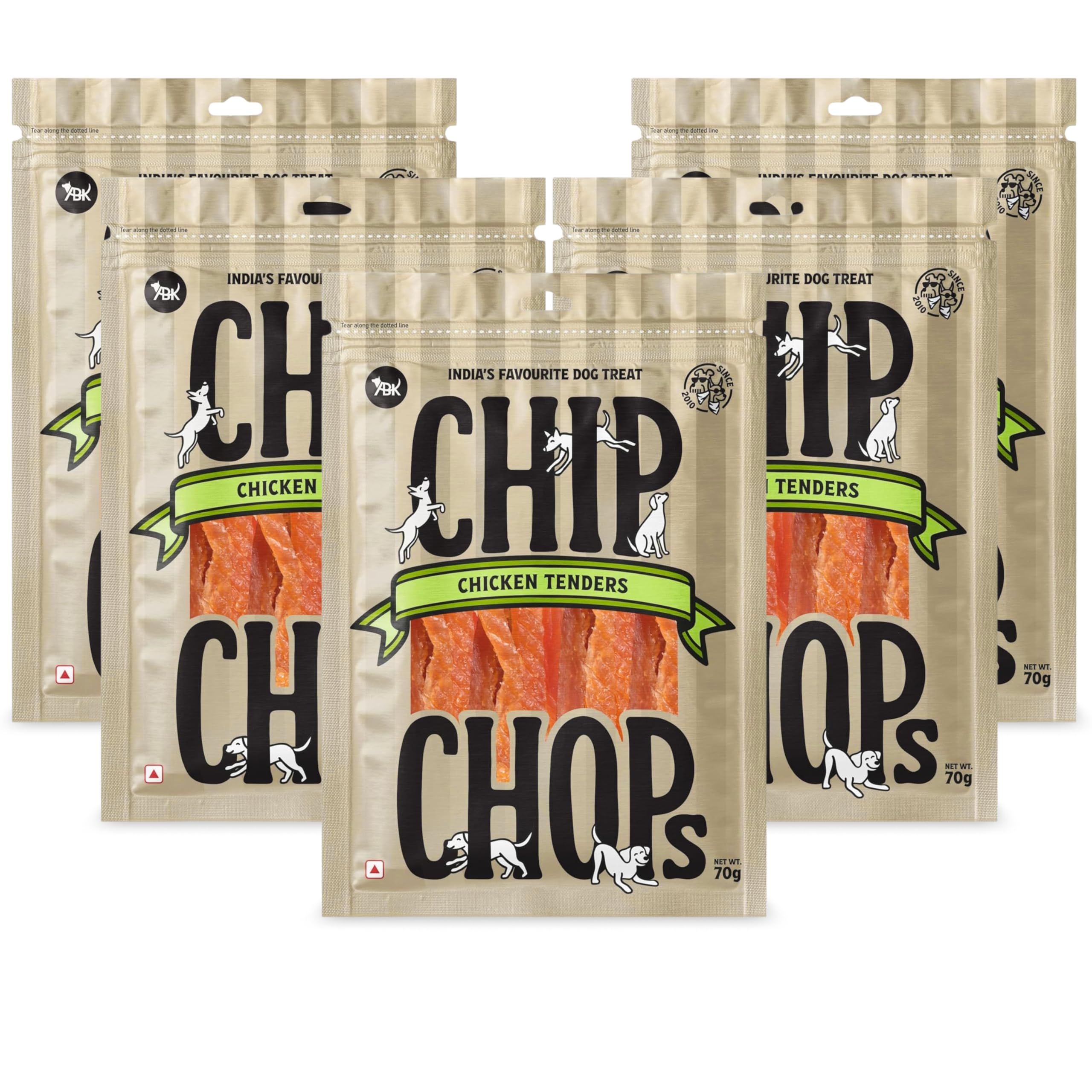 Chip Chops Chicken Tenders Dog Treat - 70gm (Pack of 5) | Optimum Health Formula | Treat for All Breed Sizes of Dogs - Sold by Foodie Puppies with Free Key Ring-image-3
