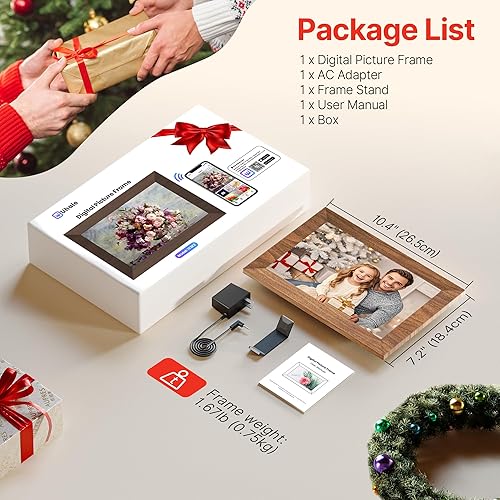 Miniatura 9 de Uhale - Marco de fotos digital de 32 GB de almacenamiento de 10.1 pulgadas con WiFi de madera, marcos de fotos electrónicos, ranura para tarjeta SD,