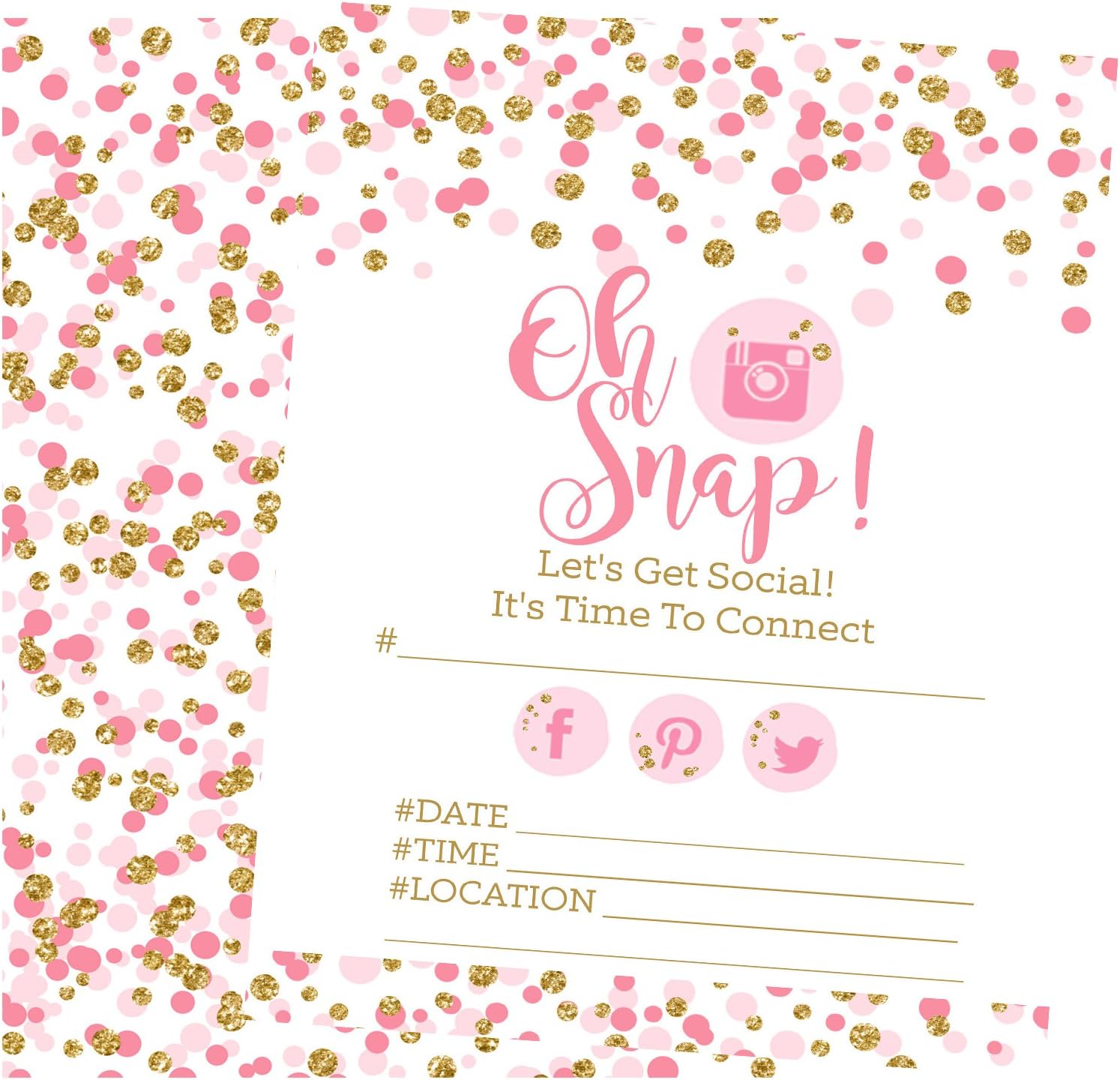 Social Media 'Oh Snap!" Photo Trendy Themed Party Supplies (Invitation) Set of 12-5x7in