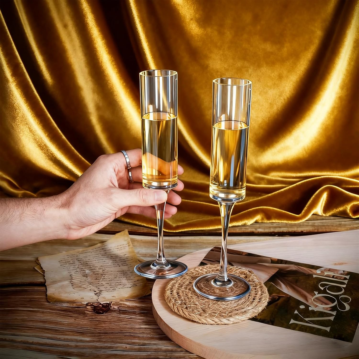 12 Pack Plastic Champagne Flutes, 6 Oz Clear Disposable Champagne Glasses Shatterproof Stemmed Wine Toasting Glasses Reusable Goblets Cocktail Cups for Wedding, Birthday, Anniversary New Year Party