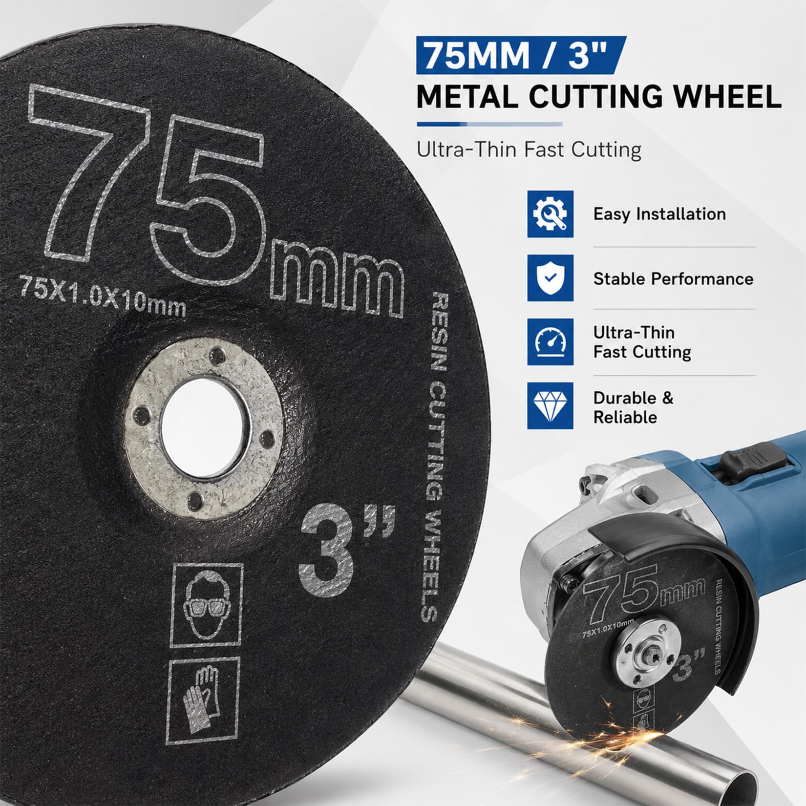 23-częściowy zestaw tarcz tnących i tarcz listkowych 75 mm, otwór 10 mm, profesjonalne tarcze elastyczne do mini szlifierek kątowych – 6 rodzajów tarcz do metalu i drewna do cięcia