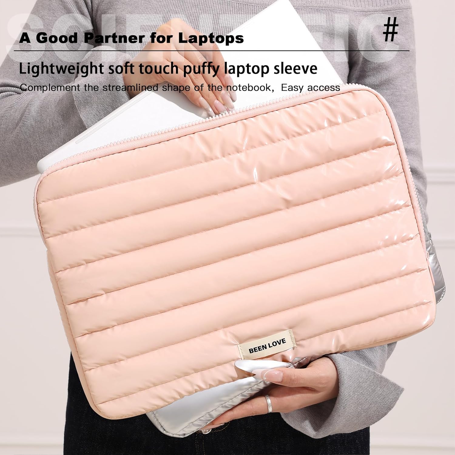 Teryeefi Laptop Sleeve Bag 13-14 Inch, Fashion Waterproof Soft Laptop Sleeve Case for MacBook Air Pro 13 14 inch, iPad Pro 12.9 Air 13, Dell, Asus, HP for Women Girls - Pink