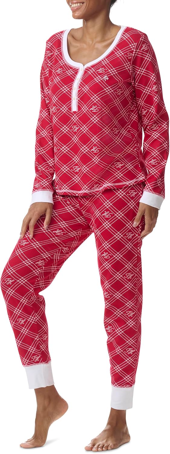 Tommy Hilfiger womens Long Sleeve Vintage Thermal Henley Pj Set - Image 2