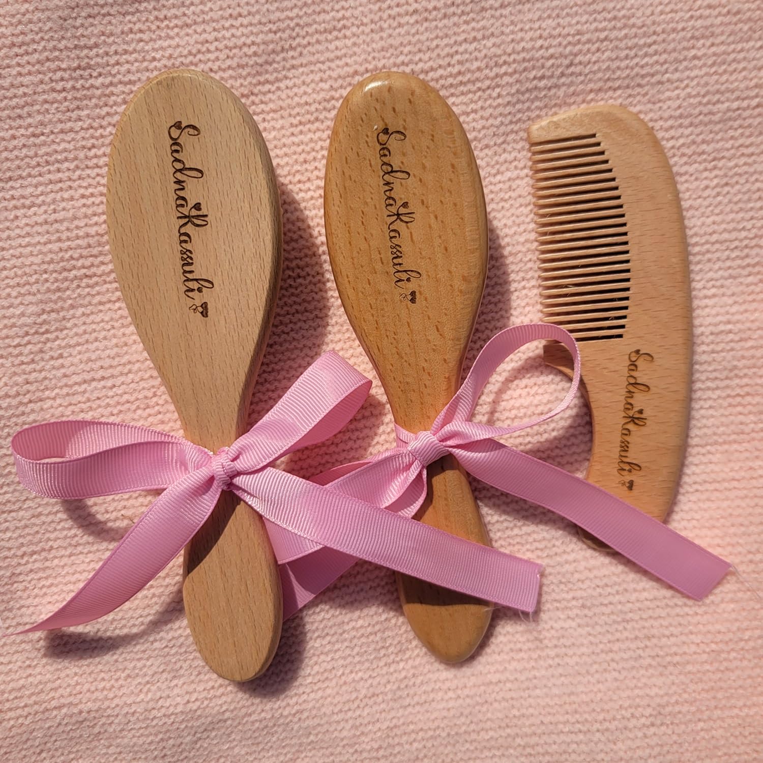 Set Di 3 Spazzole For Capelli For Bambini Personalizzate Con Incisione, Spazzola For Bambini In Legno Personalizzata, Riempitivi For Cestini Pasquali, Battesimo(B)