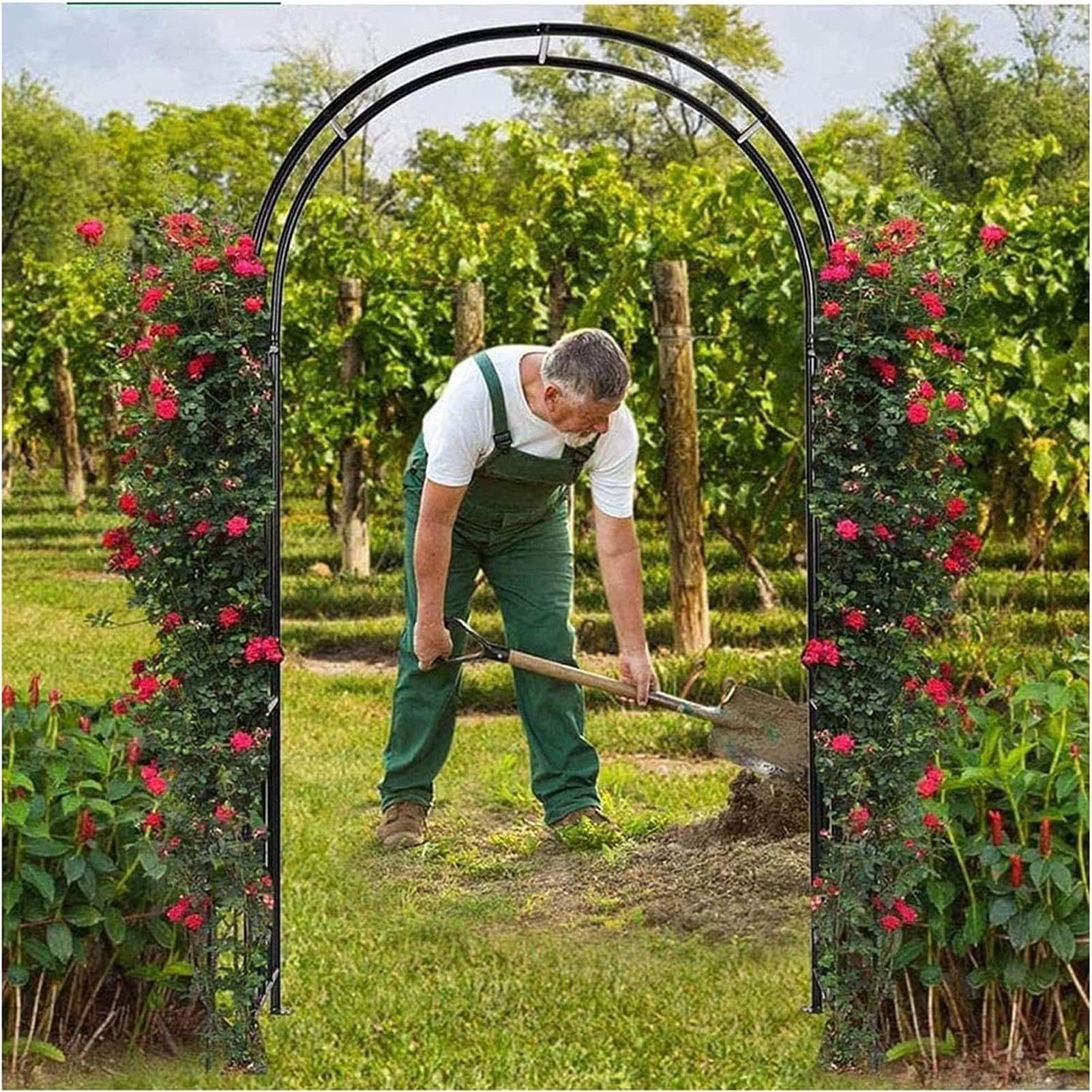 Zewnętrzny metalowy łuk ogrodowy, wytrzymała altana różana do roślin pnących, podparcie łuku weselnego, 160 cm, 180 cm, 120 cm szerokości