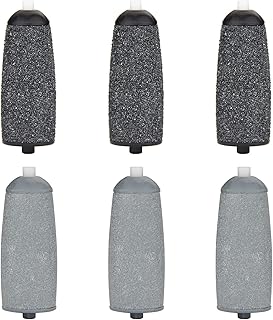 Replacement Heads for Flawless Pedi, Ancable 6Pack Replacement Roller Refills Heads 3 Black Coarse and 3 Gray Fine Heads Compatible with Finishing Touch Flawless Pedi Electric Tool File