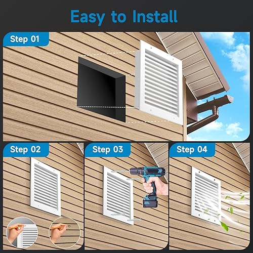 Miniatura 6 de Ventilación de cobertizo de 6.6 pulgadas de ancho x 6.6 pulgadas de alto, ventilación de puerta para puertas interiores, cubiertas de ventilación de