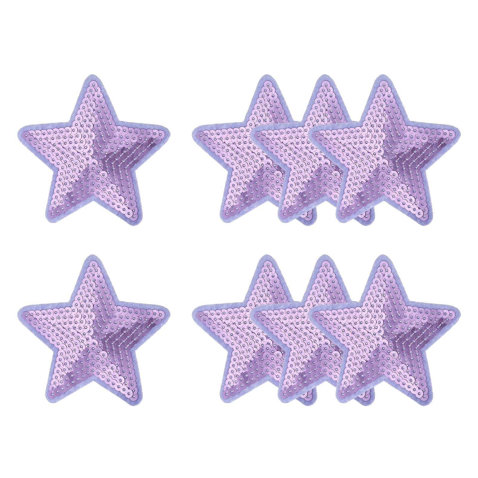 YELARXI Sequin Star Iron on Patches Embroidered Sew Sequin Glitter Patch Appliques, 3.5"x3.5" Fit for DIY Shoes Hats Backpacks Clothing Repair - (8 Pack, Purple)