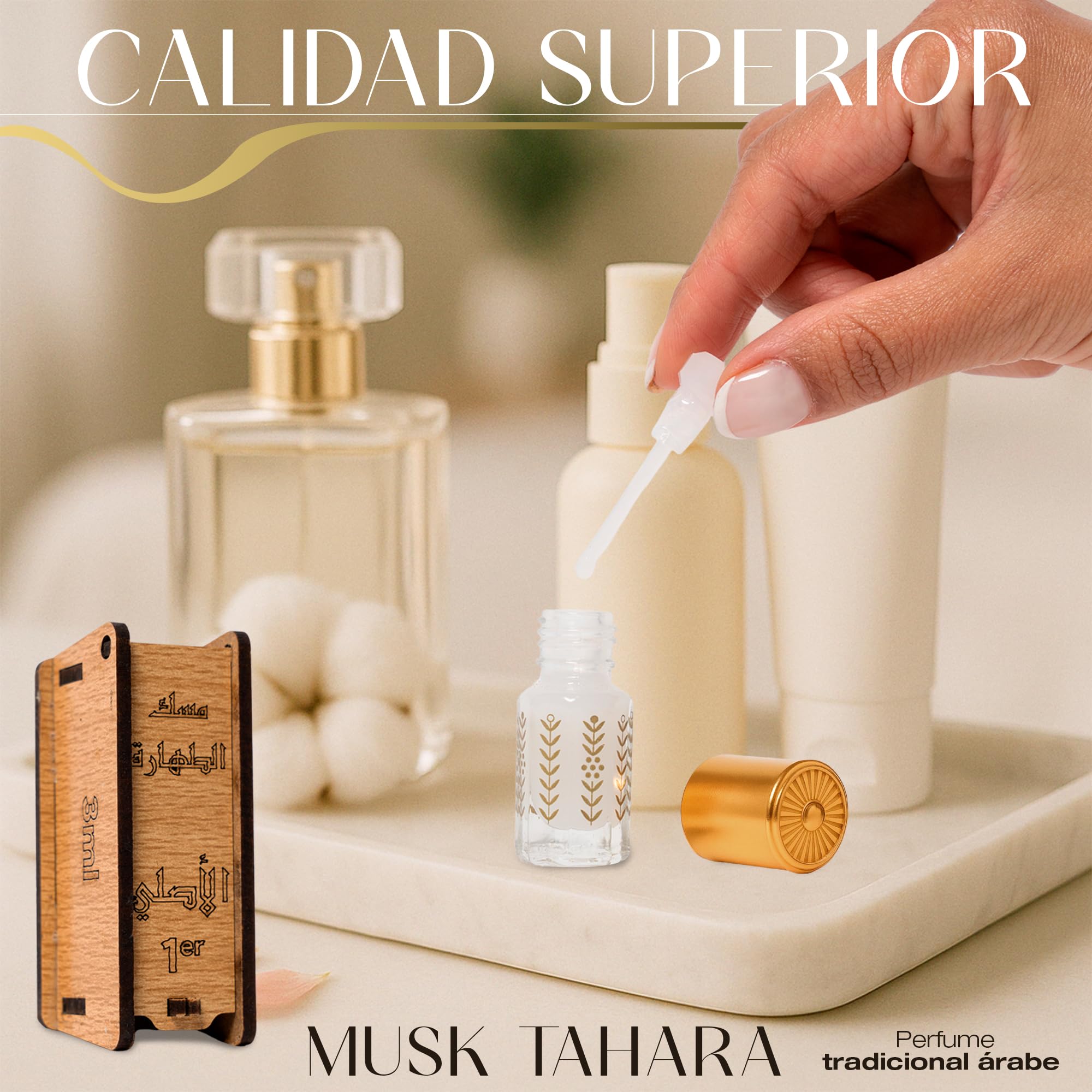 Musk Tahara 3ml | Almizcle Blanco, Aceite Esencial para Purificación después de la Menstruación, Perfume Árabe Mujer, Libre de Alcohol y Apto para Piel Sensible, Textura Cremosa