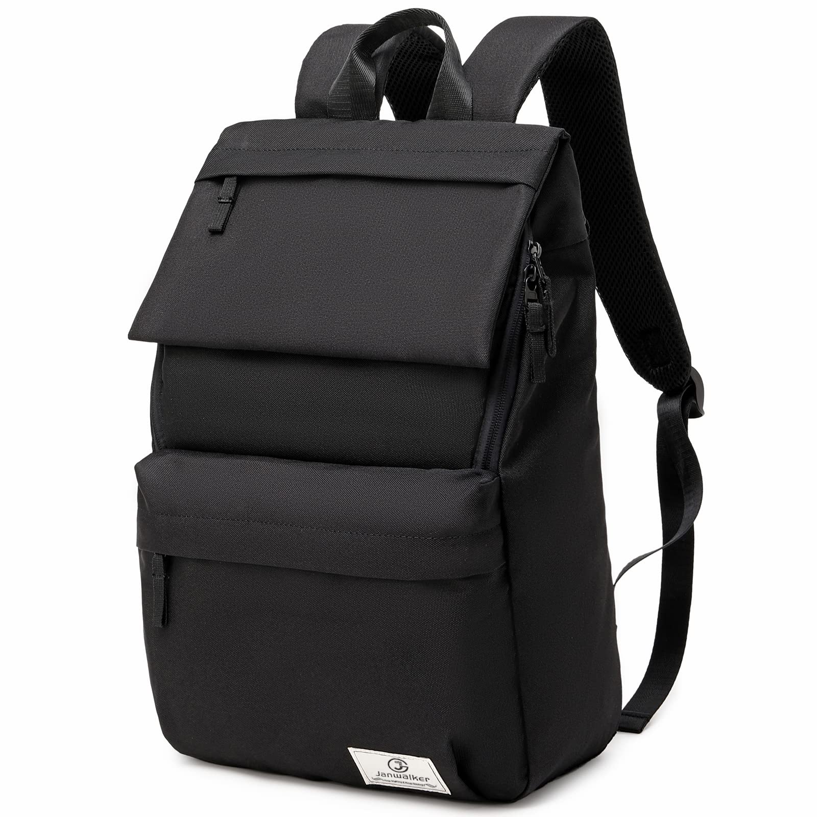 Janwalker Backpack for Men and Women Slim Travel Laptop Backpacks with Laptop Compartment/Luggage Strap, Water Resistant Work Computer Back Pack 15.6 Inch & Anti-Theft Casual Daypacks, Black