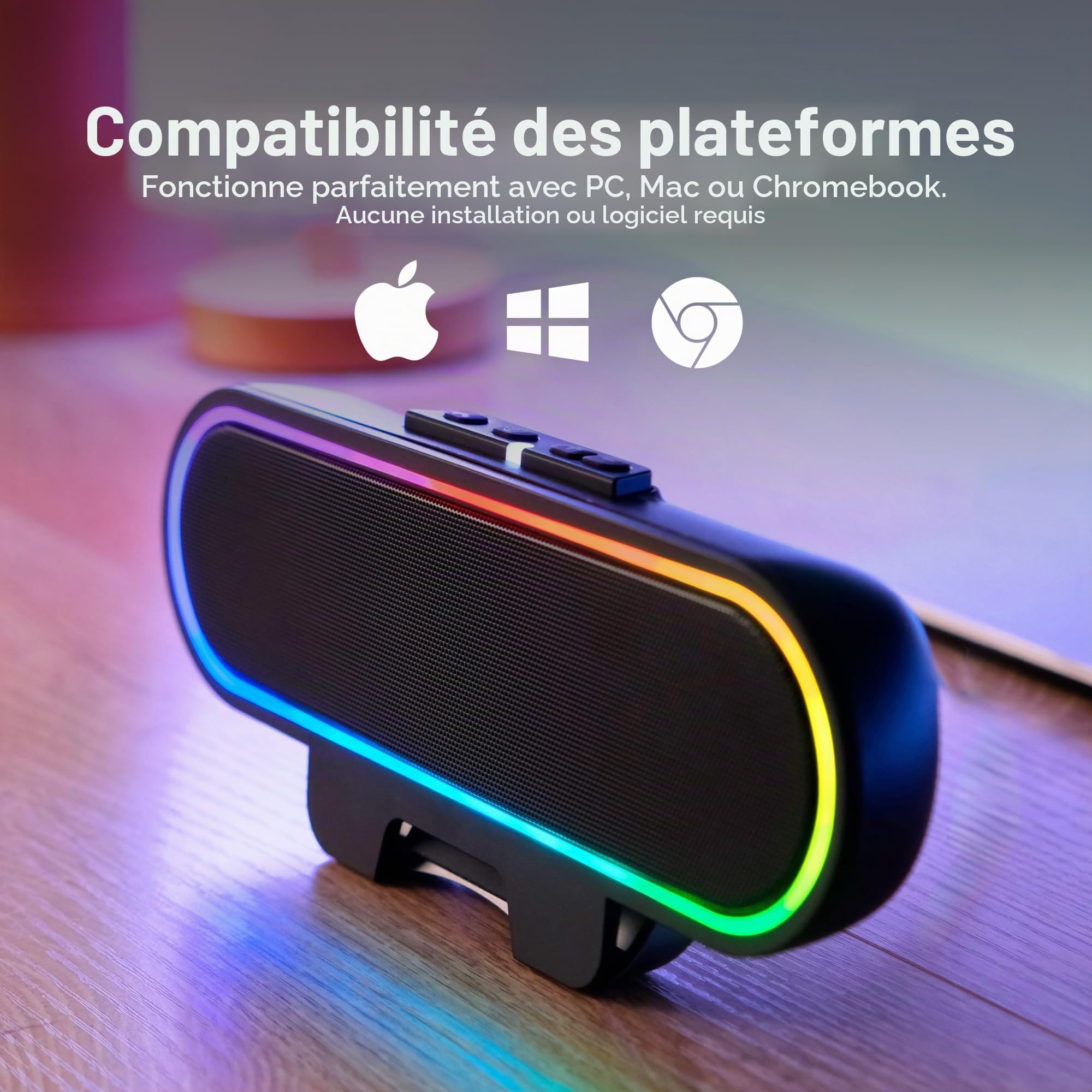 Cyber Acoustics CA-2890GX Barre de haut-parleur USB, 10 W, lumières LED à