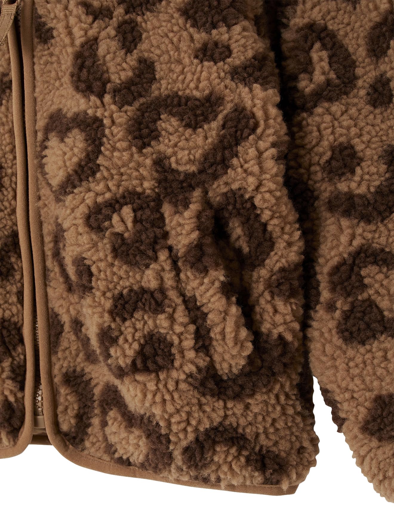 Vertbaudet Übergangsjacke aus Teddyfleece mit Kapuze und Leopardenmuster Mädchen