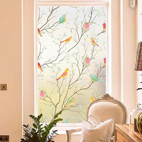 Vista 67 de Coavas - Película de privacidad para ventana no adhesiva, película translúcida de aves para ventana, película estática, adhesivos de ventana