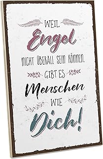 ARTFAVES® Holzschild mit Spruch - Weil Engel Nicht überall Sein können | Vintage Deko Schild zum Thema Liebe/Familie/Freun...