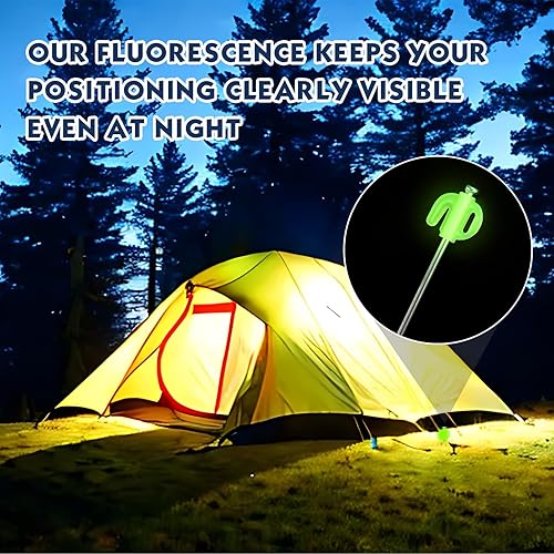 Miniatura 6 de Zonon 30 estacas de acero galvanizado que brillan en la oscuridad, estacas de tienda de campaña con tapón fluorescente, estacas de toldo