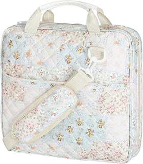 Zipper Binder Folder Keeper with Strap 2", 3 Ring, White, Flower