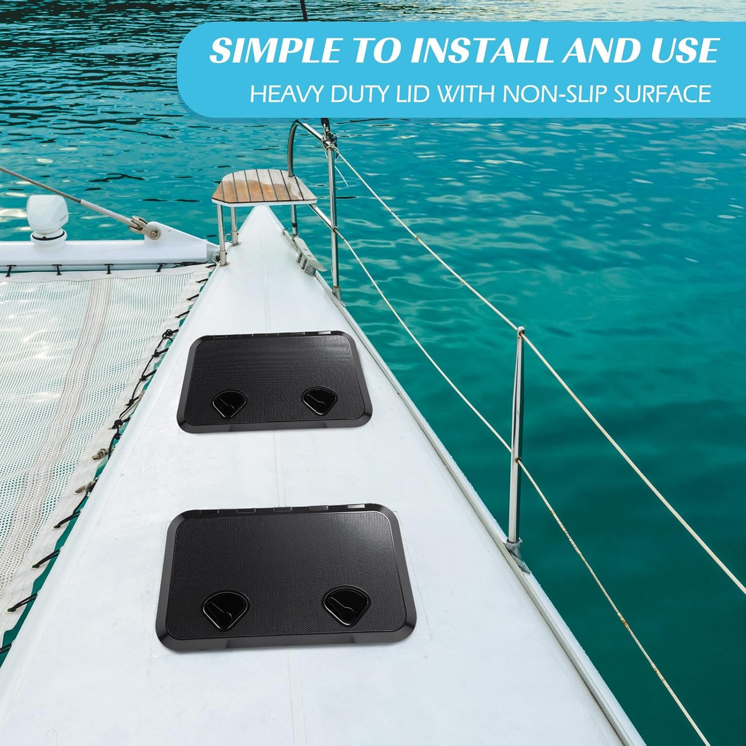 2 Pcs Marine Boat Deck Hatch Boat Access Hatch & Lid, 180 Hinge Strong Recessed Handle for Marine Yacht Rv Truck Vent Accessories, Easy to Install